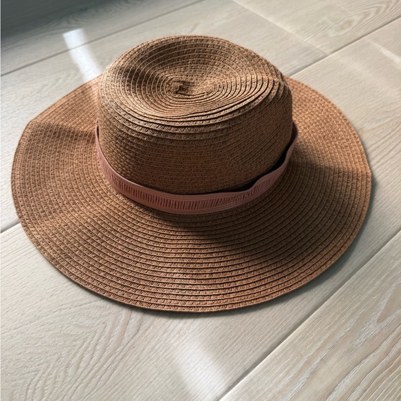 Madewell Accessories - Madewell Straw Sun Hat Wide Brim Brown Pink Band Beach Vacation Summer Boho